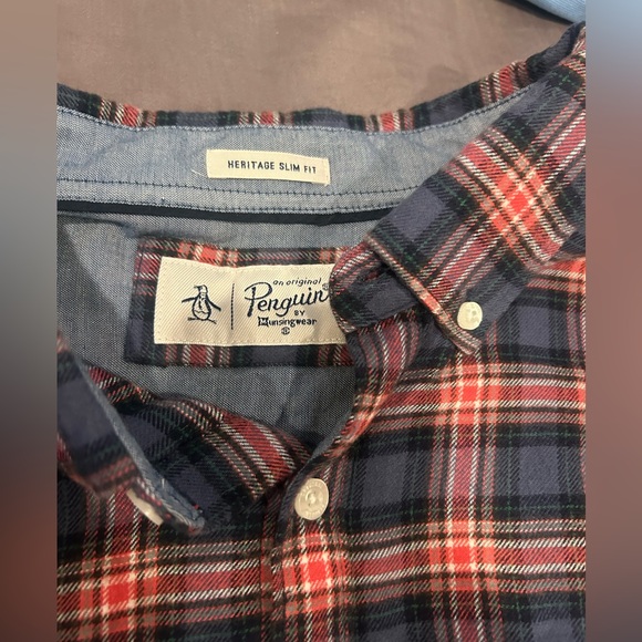 Original Penguin Men's Checkered Shirt - Orange and Black - Picture 2 of 2